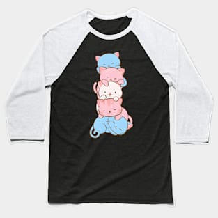 Trans Pride Flag Kawaii Cat Transgender Baseball T-Shirt